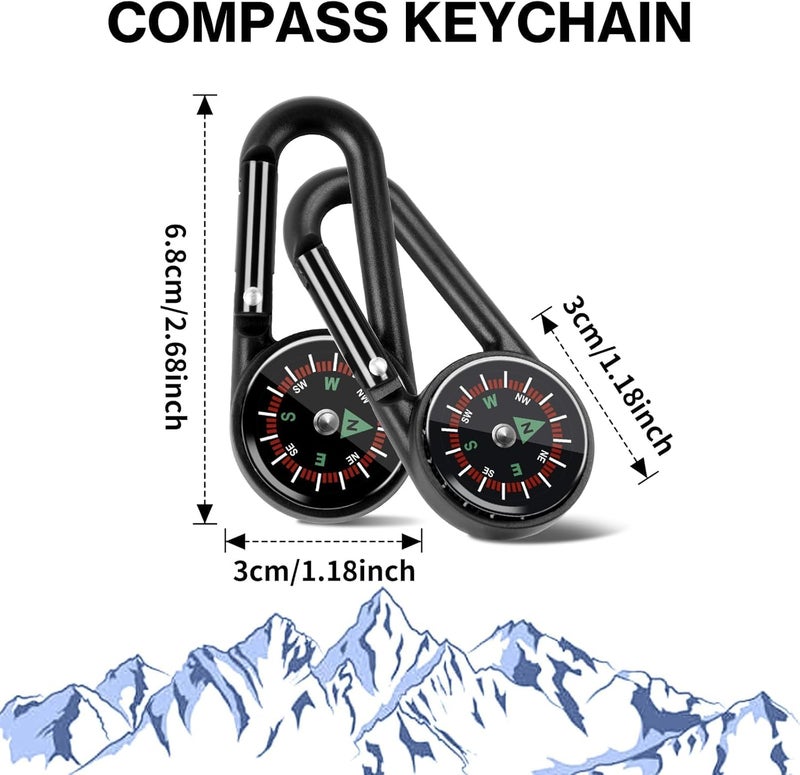 Taikula 12 Pcs Mini Compass Keychain for Kids Bulk, Small Pocket Magnetic Compass Survival Hiking for Outdoor Survival Camping Party Backpacking Accessory - Image 2